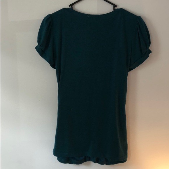 Women’s Teal Ruched Blouse - Picture 2 of 4